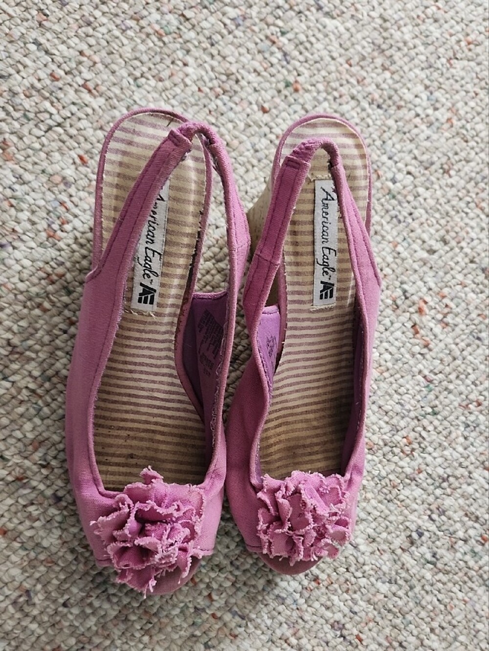 American Eagle Outfitters Pink Slingback Cork Wedge Sandals - Picture 2 of 4